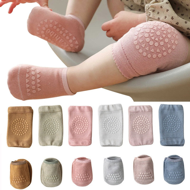 Cushioned Knee Pads and Anti-Slip Socks Set for Babies – 2 Pieces