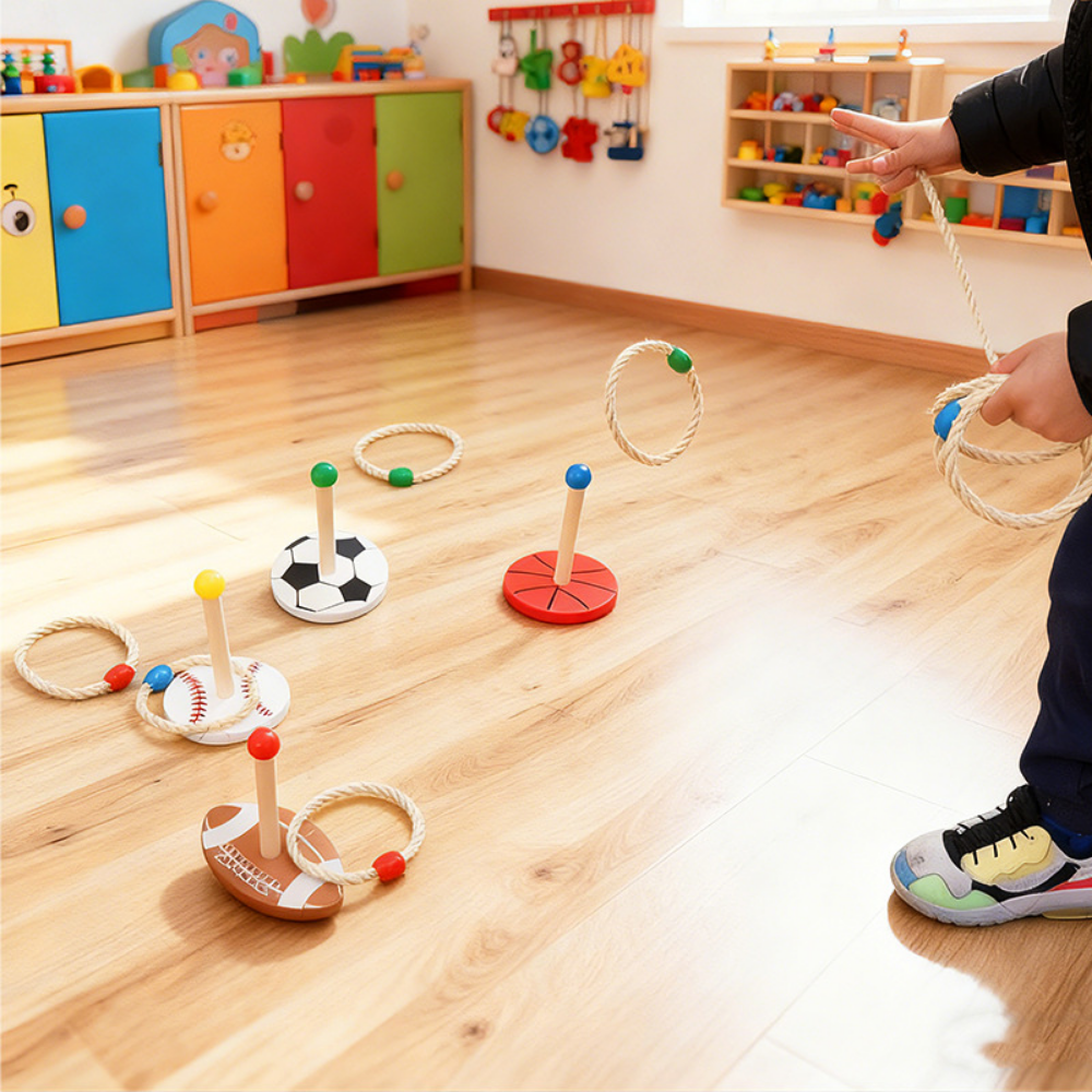 Wooden Ring Toss Game for Kids