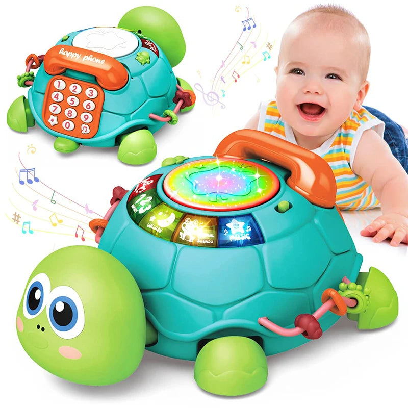 Musical Crawling Turtle Baby Toy with Lights and Sounds