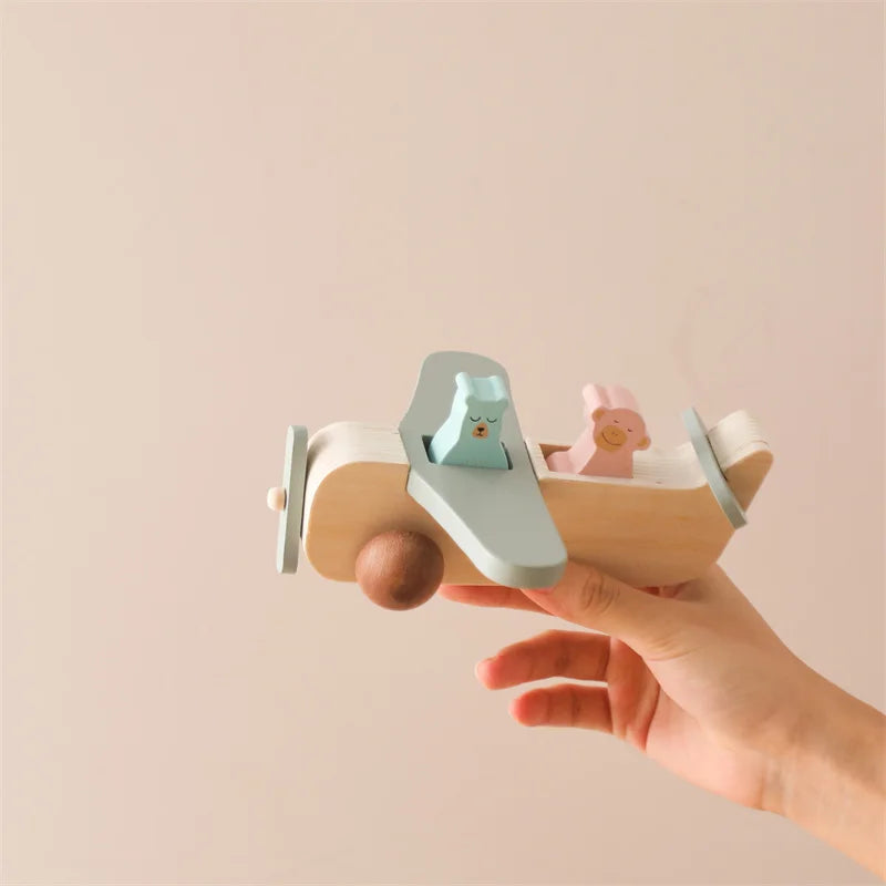 Wooden Montessori Airplane Toy for Creativity and Motor Skills
