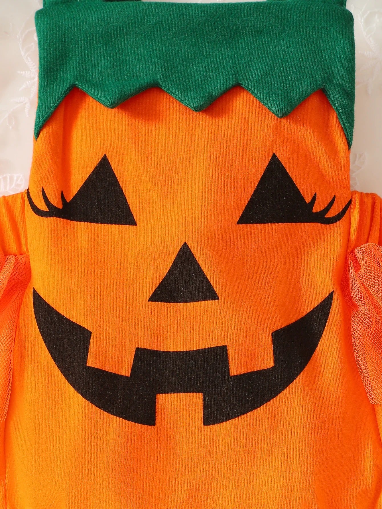 Baby Pumpkin Patchwork Mesh Dress