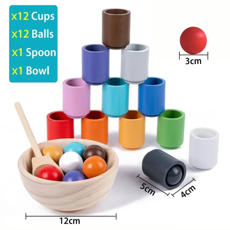 Montessori Wooden Ball and Cup Sorting Toy for Kids
