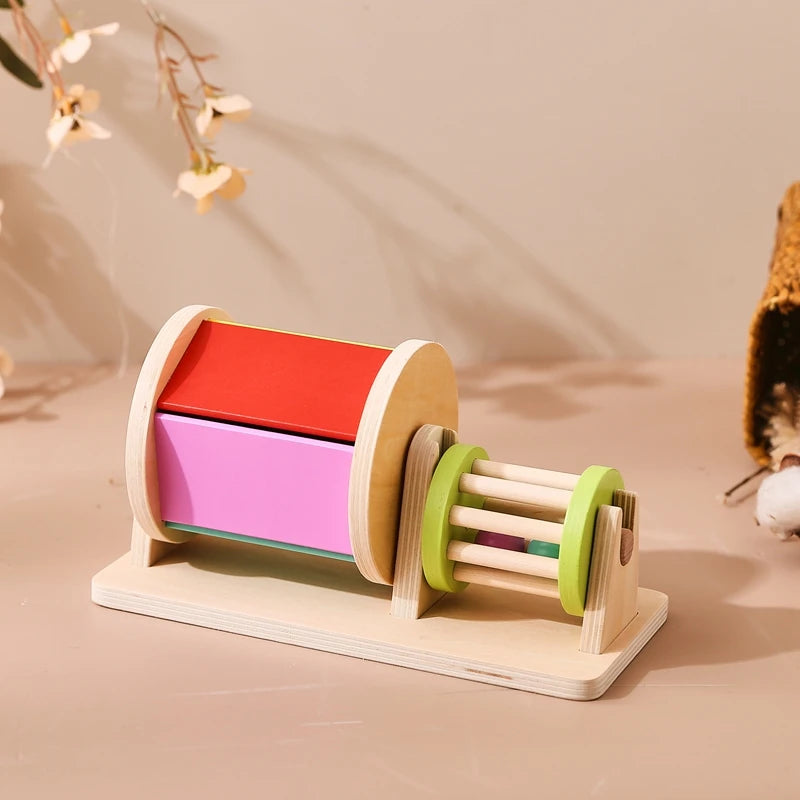 Wooden Montessori Sensory Drum Colors and Shapes Toy