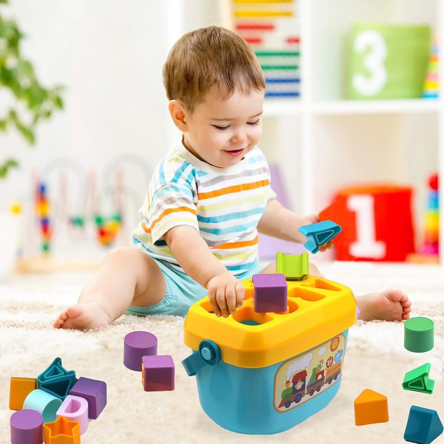 Colorful Shape Sorting Bucket Toy for Early Learning and Play