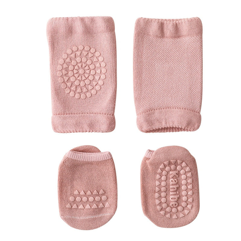 Cushioned Knee Pads and Anti-Slip Socks Set for Babies – 2 Pieces