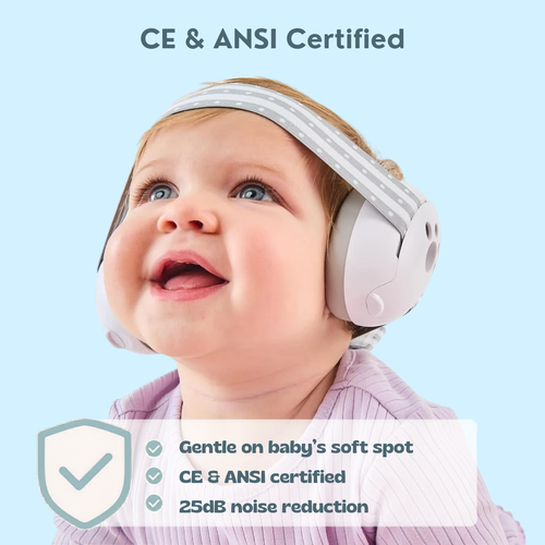 25dB Noise Reduction Baby Travel Earmuffs for Infants Foldable Compact