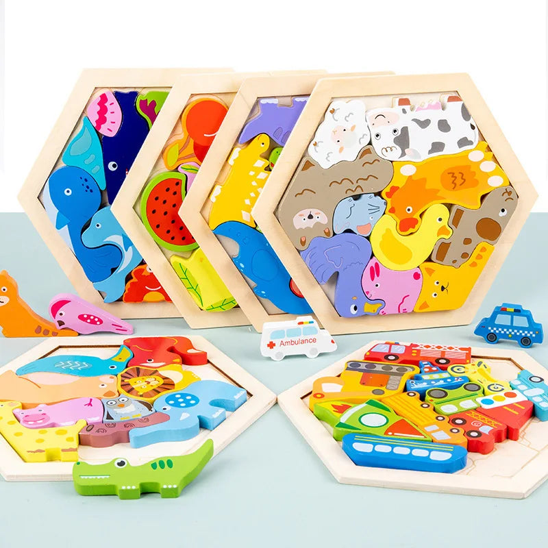 Wooden 3D Jigsaw Puzzle Toy for Childrens Early Learning and Development