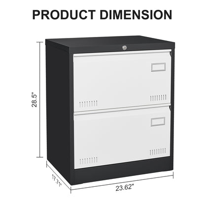 2 Drawer Metal Lateral File Cabinet with Lock Office Vertical Files Cabinet for Home Office/Legal/Letter/A4