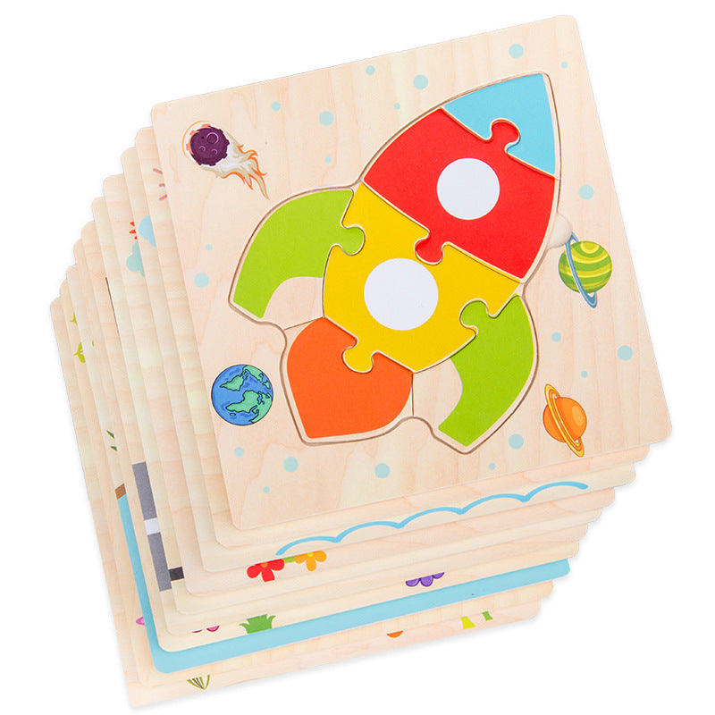 Jigsaw Puzzle Children's Toddler Baby Early Education Puzzle Cartoon Puzzle Color Cognition 0-6 Years Old Toy Puzzle