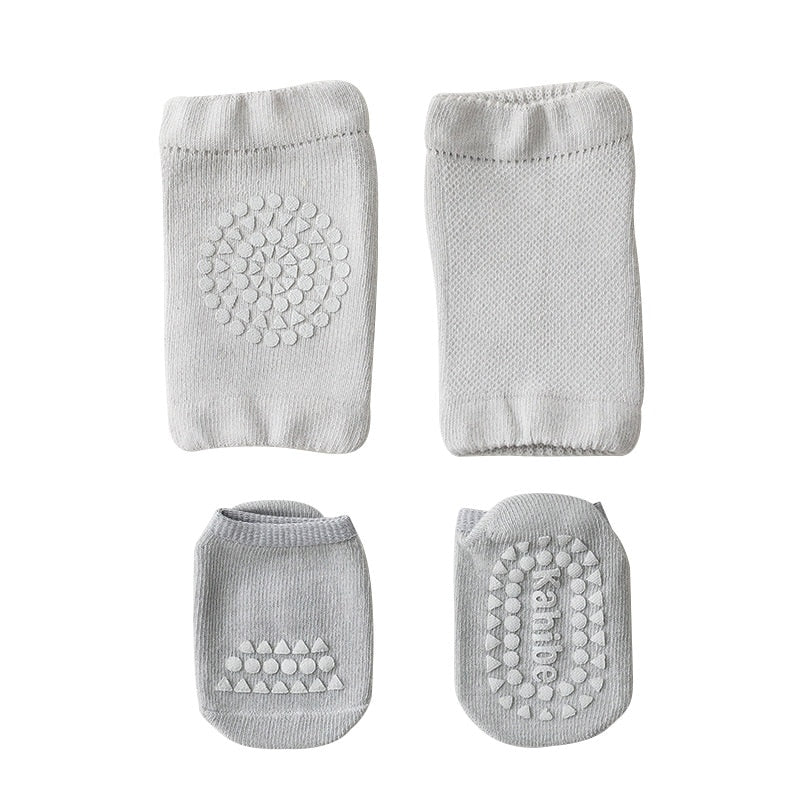 Cushioned Knee Pads and Anti-Slip Socks Set for Babies – 2 Pieces