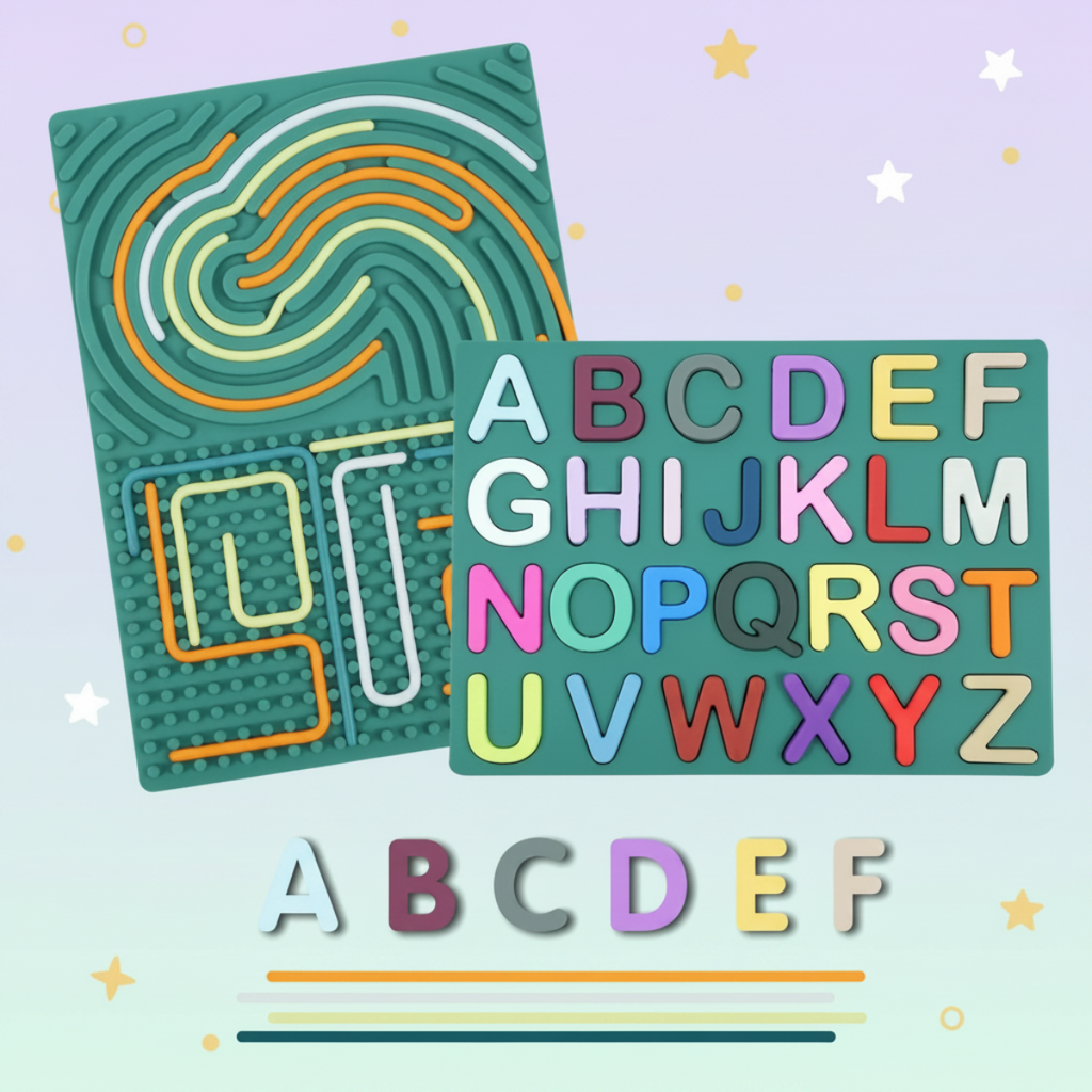 Educational silicone letter board for early learning and play