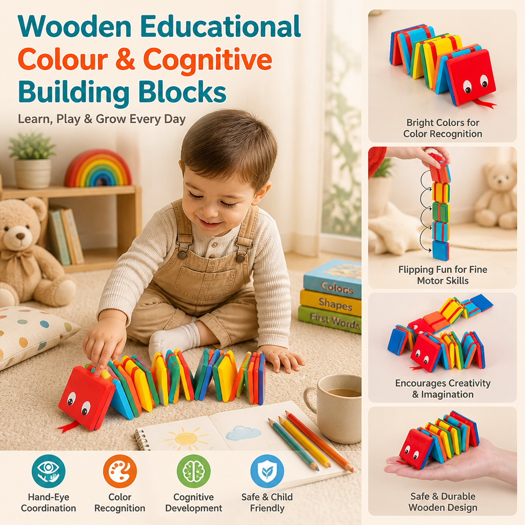 Wooden Educational Colour & Cognitive Building Blocks