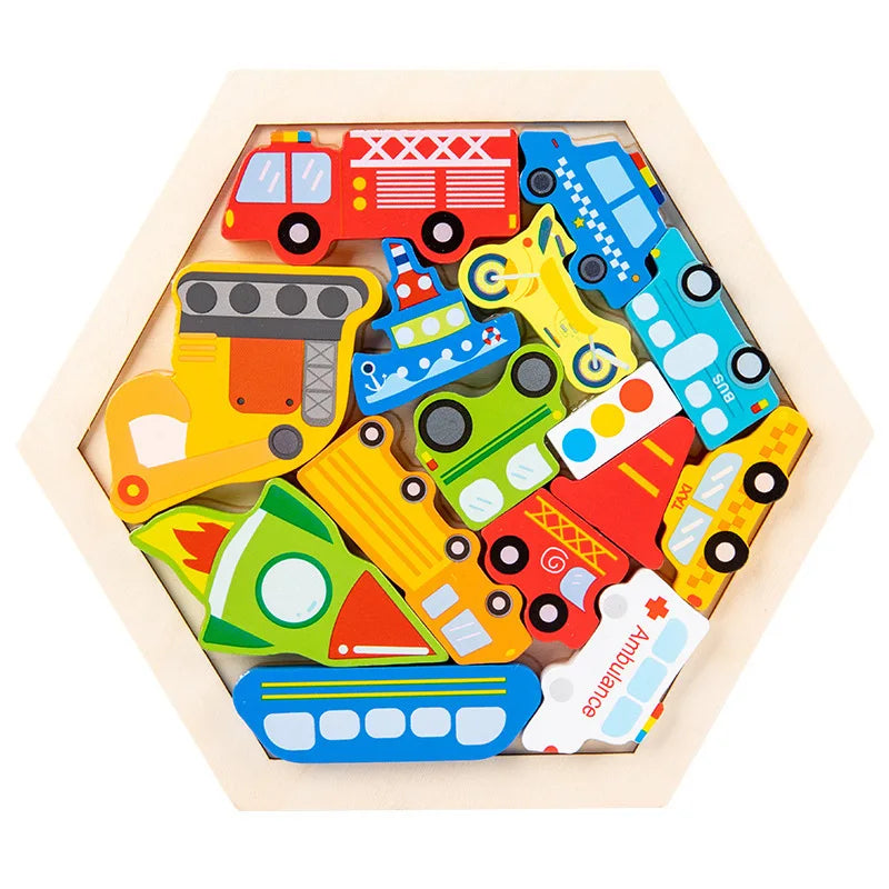 Wooden 3D Jigsaw Puzzle Toy for Childrens Early Learning and Development