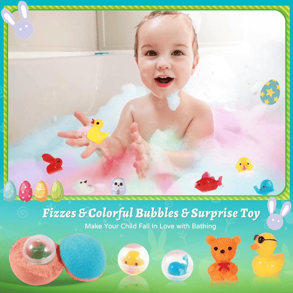 24-Pieces Surprise Bath Bombs for Kids Aged 3+ with Hidden Animal Toys