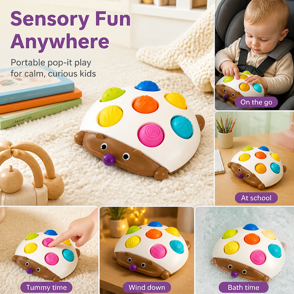 Hedgehog Silicone Finger Push Pop Toy for Kids Sensory and Stress Relief
