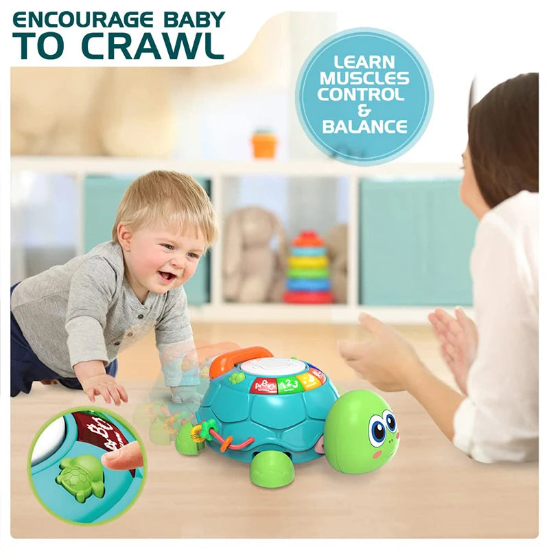 Musical Crawling Turtle Baby Toy with Lights and Sounds