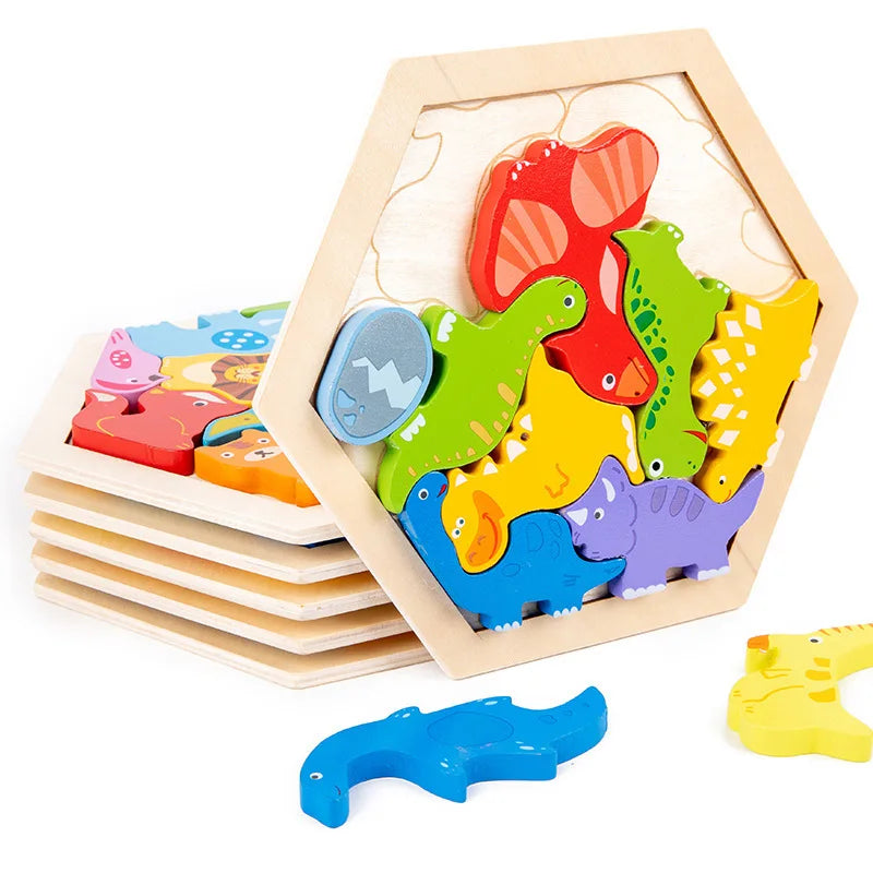 Wooden 3D Jigsaw Puzzle Toy for Childrens Early Learning and Development