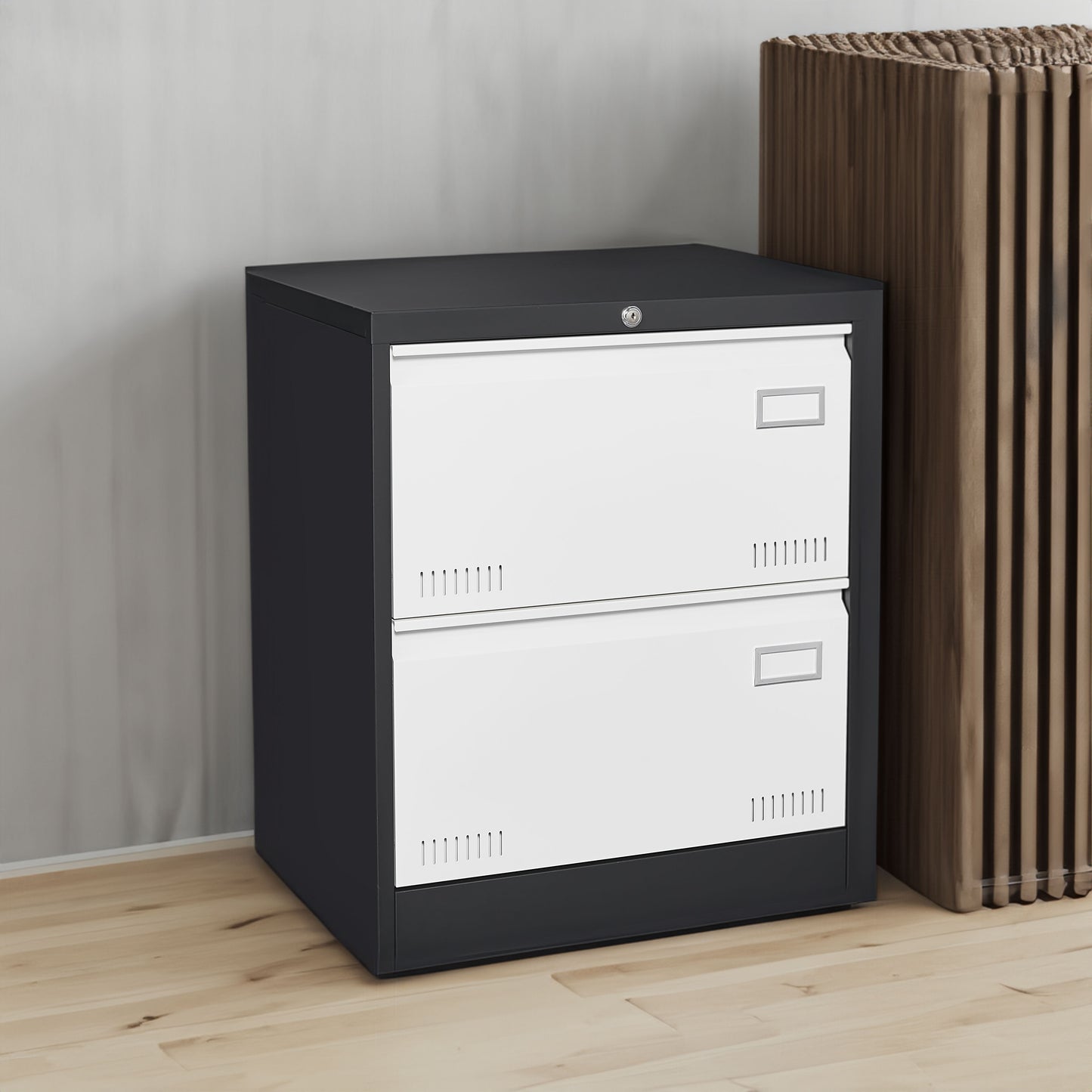 2 Drawer Metal Lateral File Cabinet with Lock Office Vertical Files Cabinet for Home Office/Legal/Letter/A4