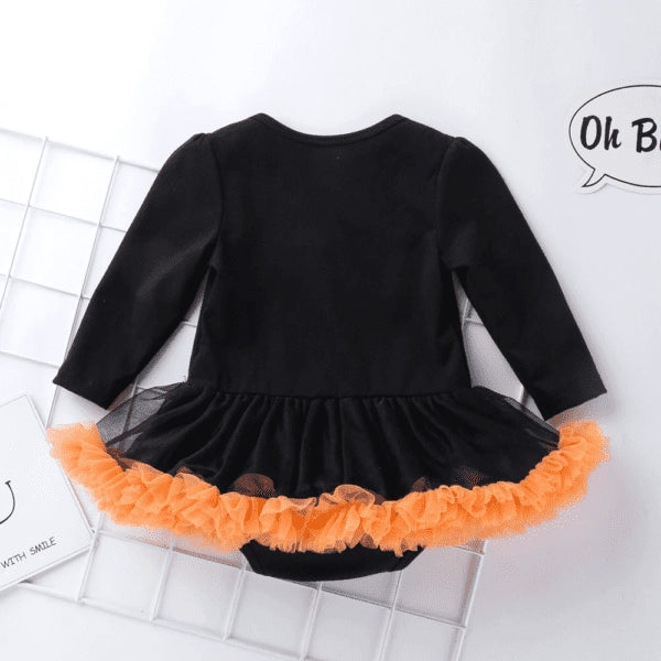 Baby Girl Pumpkin Print Halloween Outfit