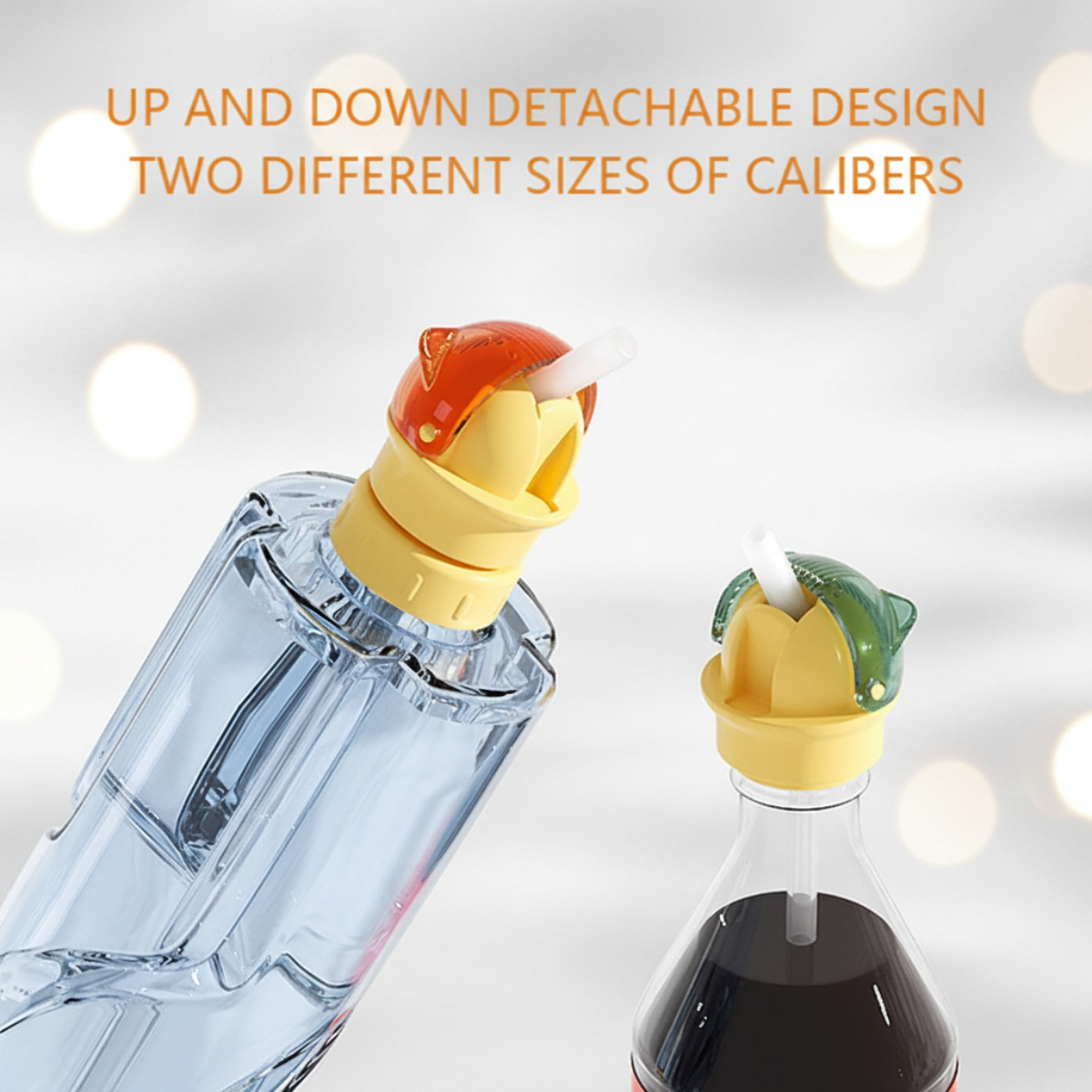 Side view of reusable bottle cap for kids designed for school and travel