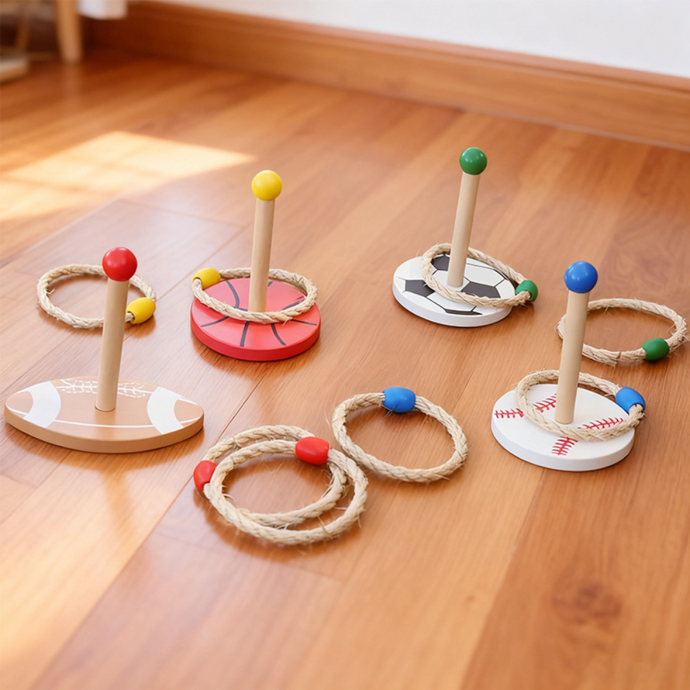 Wooden Ring Toss Game for Kids