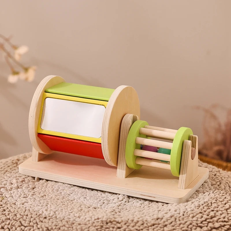 Wooden Montessori Sensory Drum Colors and Shapes Toy