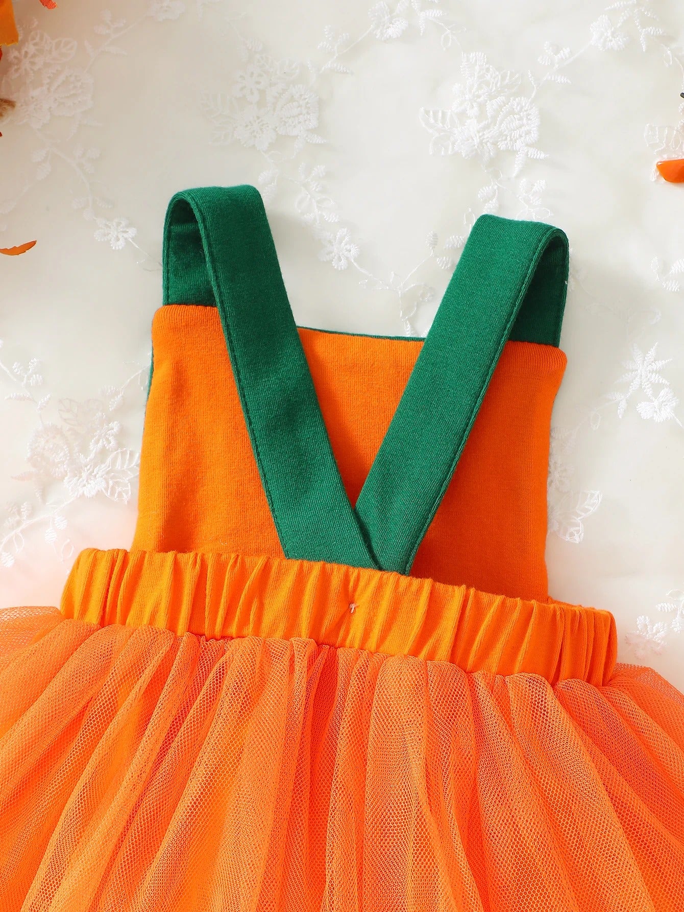 Baby Pumpkin Patchwork Mesh Dress