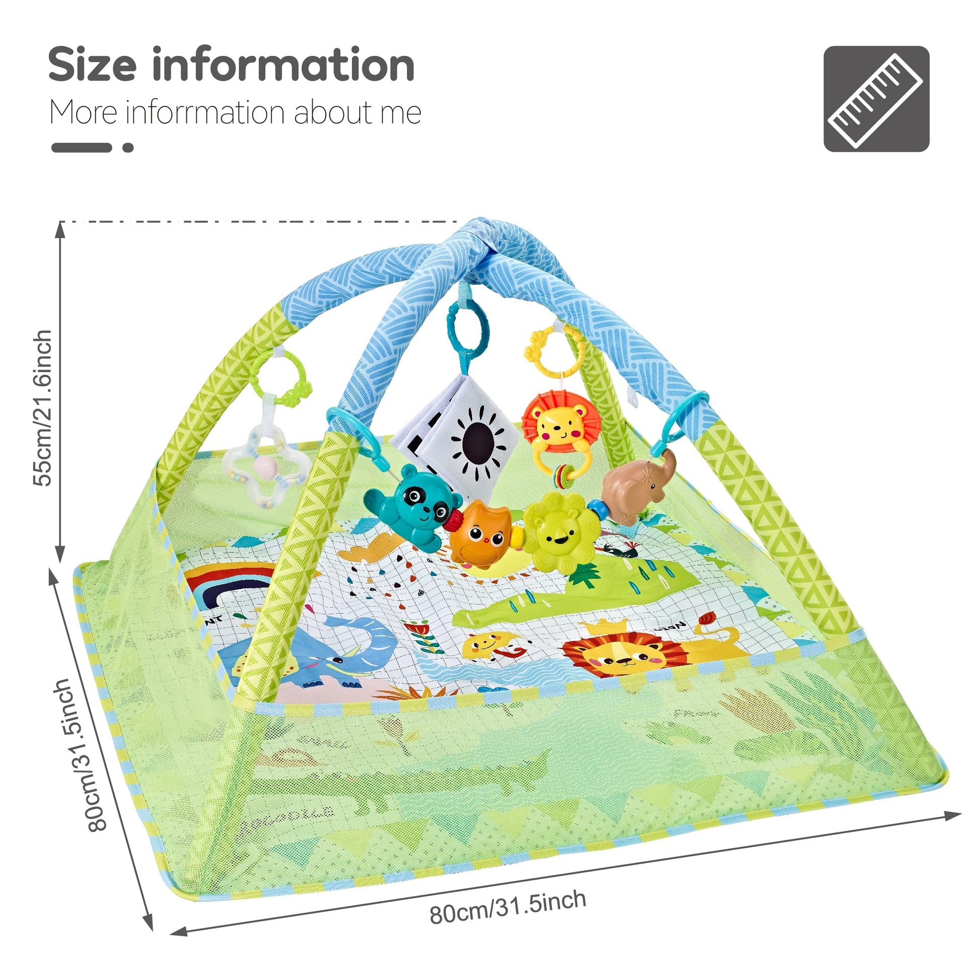 Multifunctional Baby Play Gym Mat with Music & Activity Frame