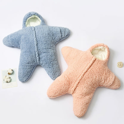 Baby hugged by starfish, lamb plush split leg sleeping bag with cotton clip, thick and warm baby sleeping bag, anti kick quilt,