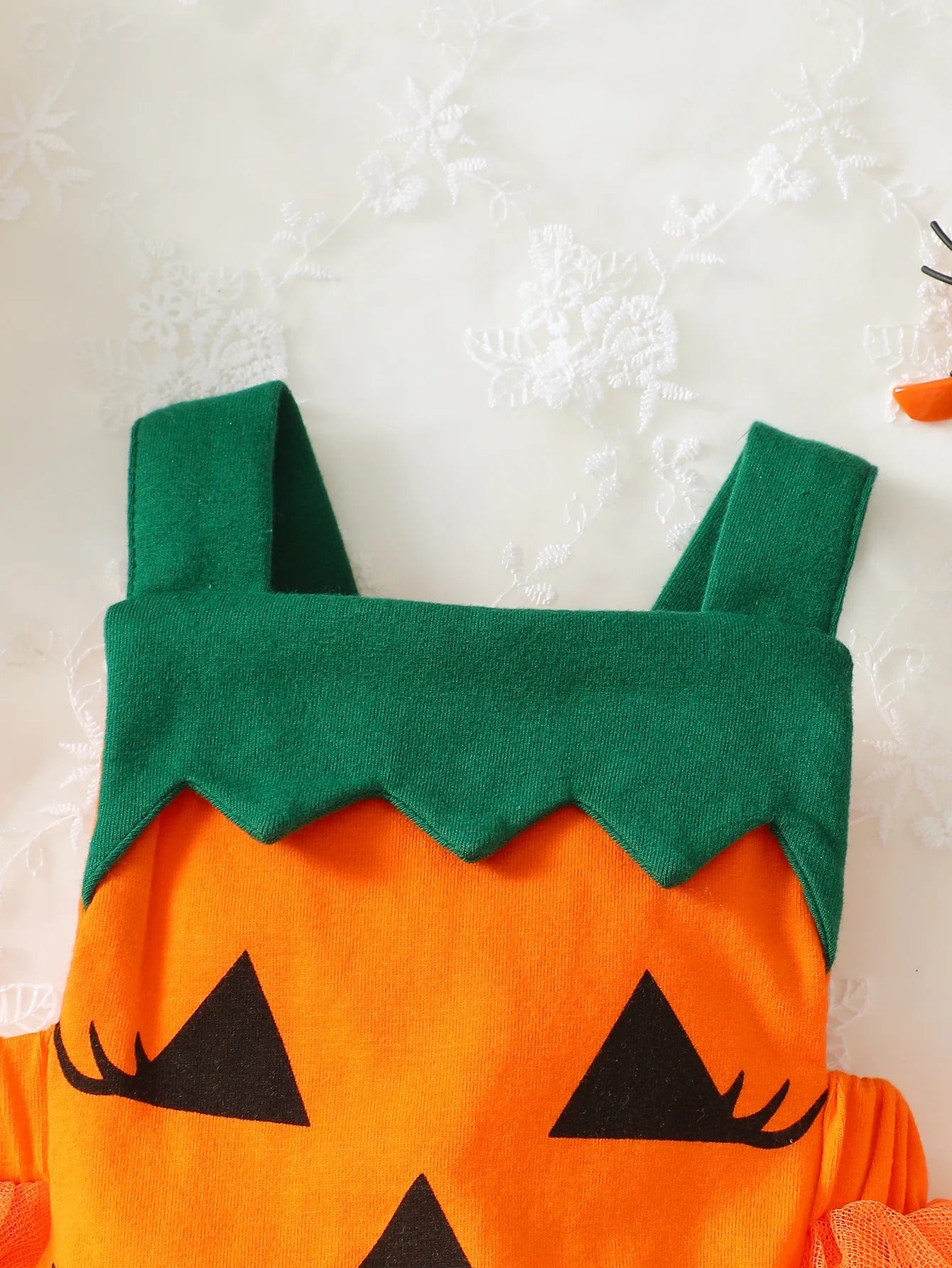 Baby Pumpkin Patchwork Mesh Dress