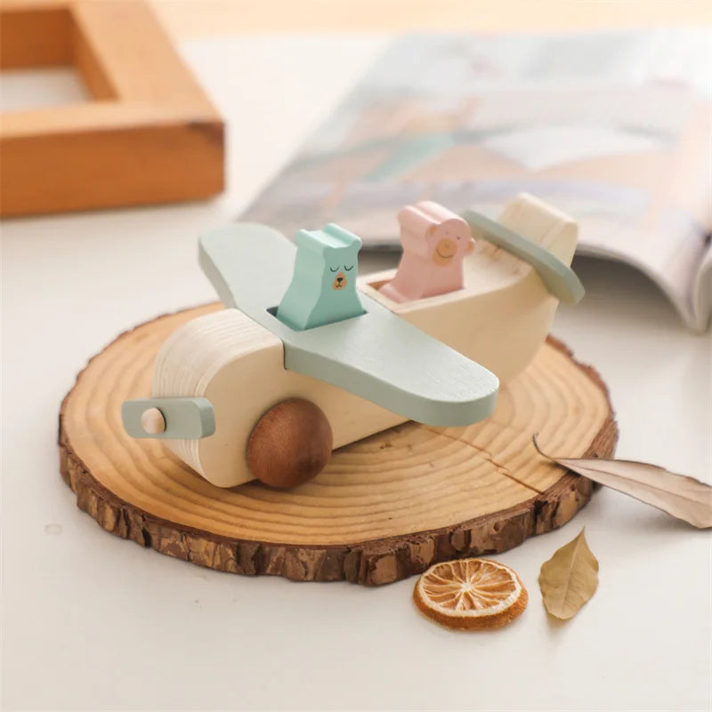 Wooden Montessori Airplane Toy for Creativity and Motor Skills