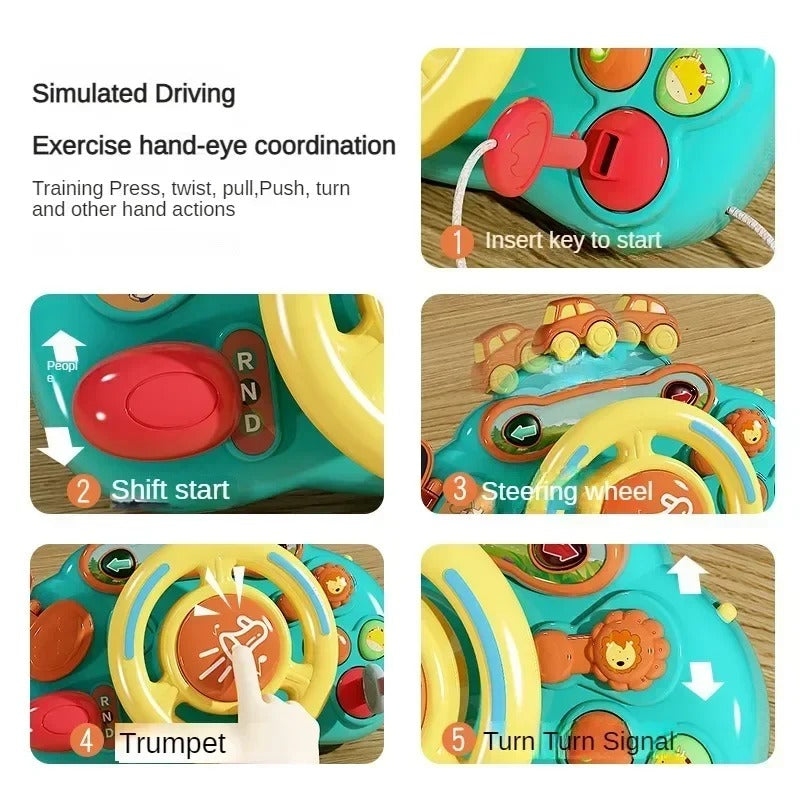 Kids Learning Steering Wheel Driving Toy With Sounds