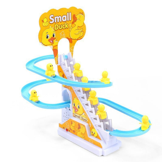 Children's Little Yellow Duck Climbing Stairs Puzzle Electric Track One Year Old Baby Toy Slide