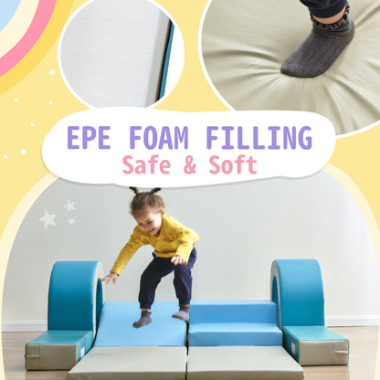 Soft Climb and Crawl Foam Playset 10 in 1 Safe Soft Foam Nugget Block for Infants Preschools