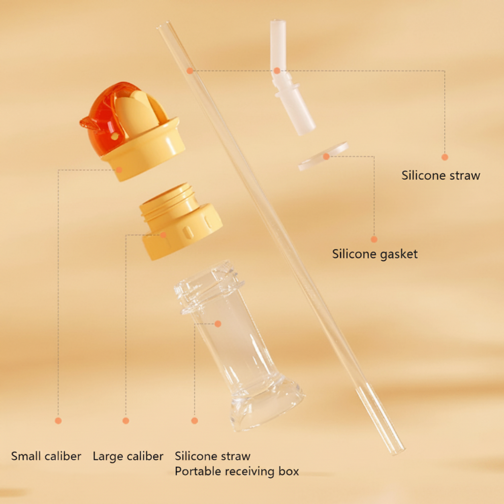 Top view of kids bottle cap showing straw opening and secure lid design