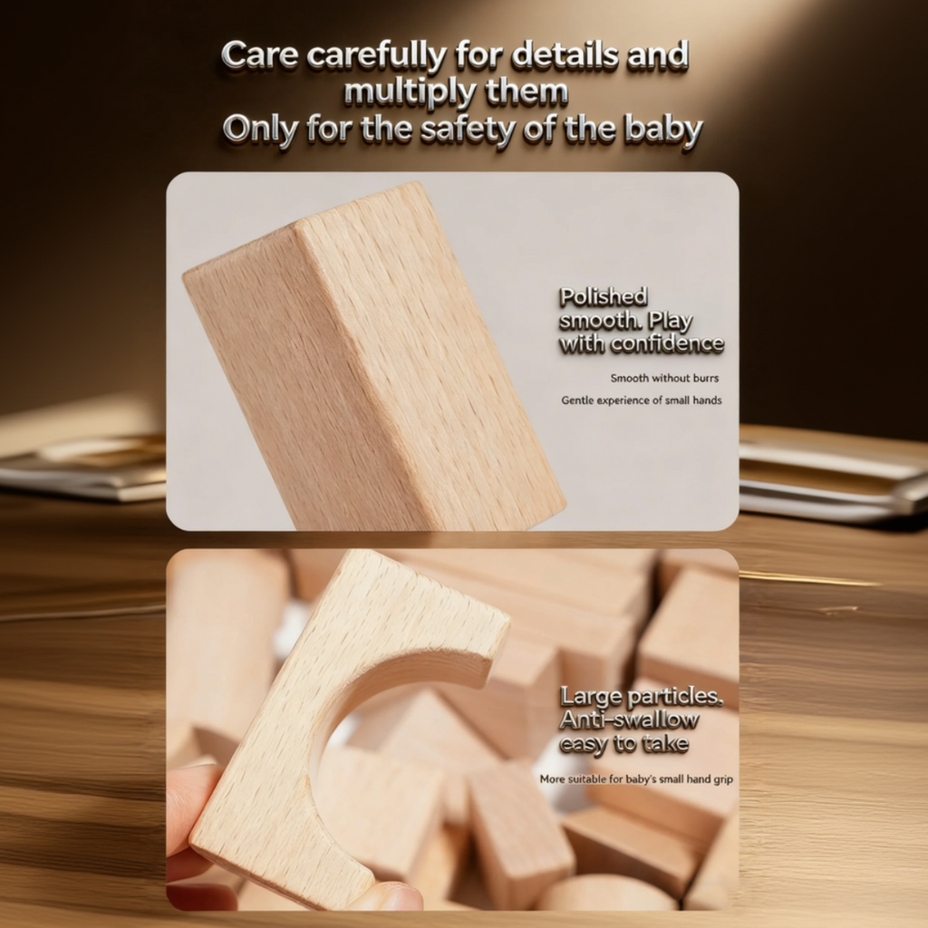 100-piece wooden toy blocks set for developing motor skills and coordination