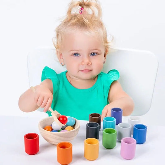 Montessori Wooden Ball and Cup Sorting Toy for Kids