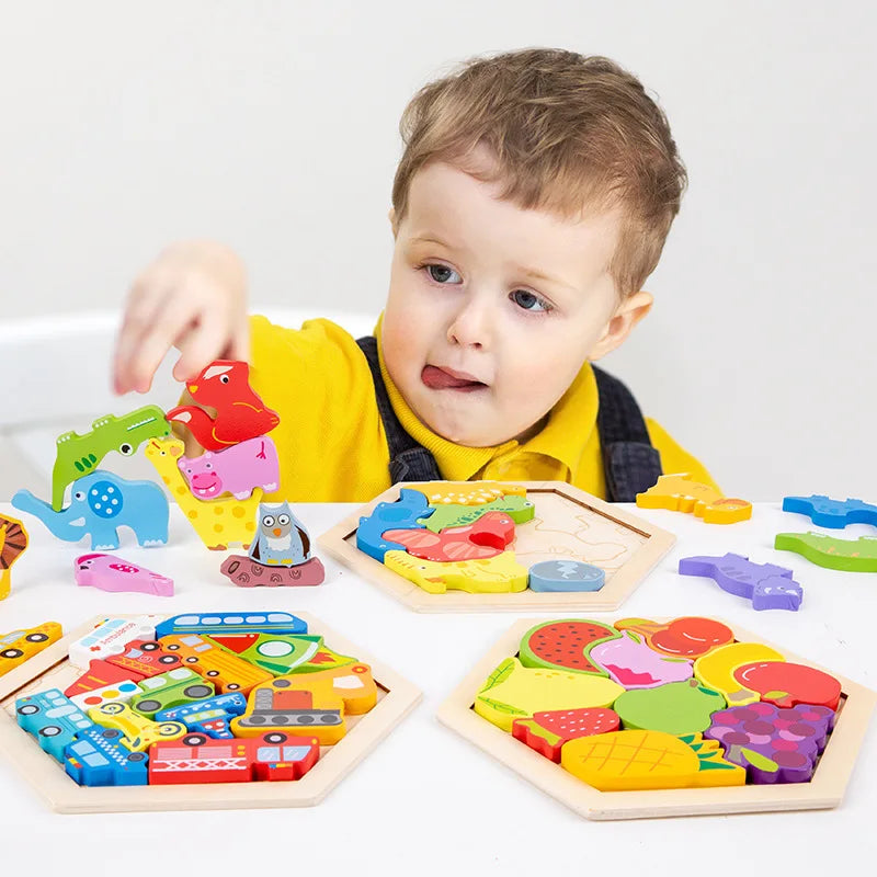 Wooden 3D Jigsaw Puzzle Toy for Childrens Early Learning and Development