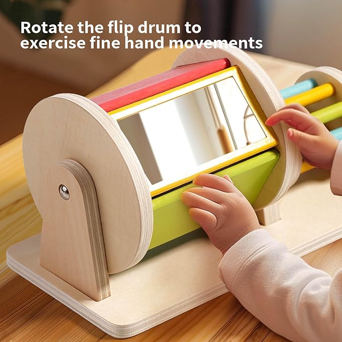 Wooden Montessori Sensory Drum Colors and Shapes Toy