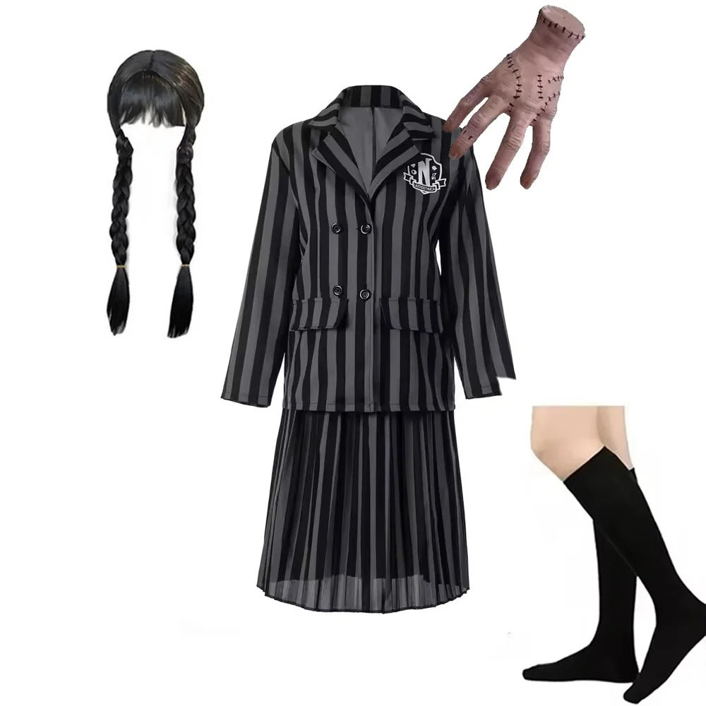 Kids Addams Academy Cosplay Costume Set