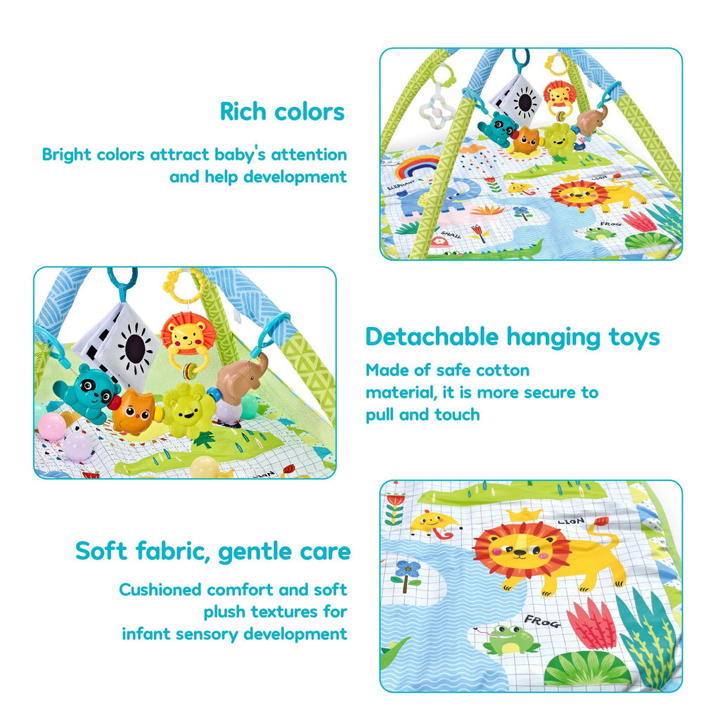 Multifunctional Baby Play Gym Mat with Music & Activity Frame