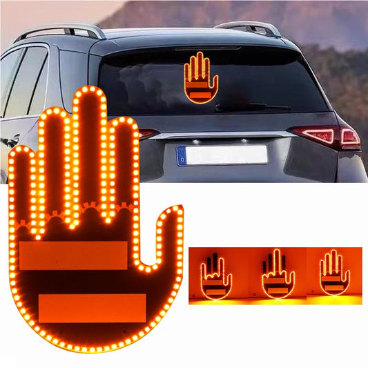 Funny Gift Gesture LED Car Middle Finger Back Window Car Sign LED Hand Novelty Car Interior Decoration Suspension In The Car