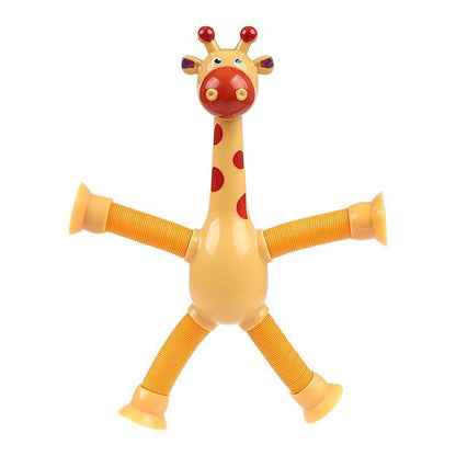 DIY  Telescopic Pop Tube Giraffe Sensory Toys Kids Stress Relief Games Early Education Suction Cup Giraffe Playing Gifts