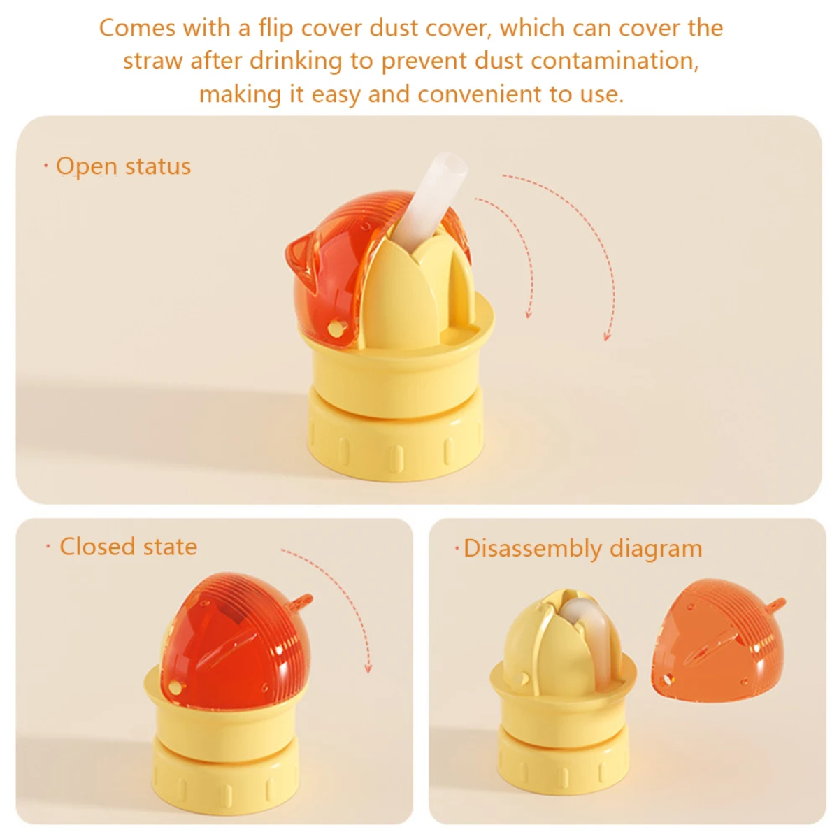 Child-friendly bottle cap with straw highlighting practical travel design