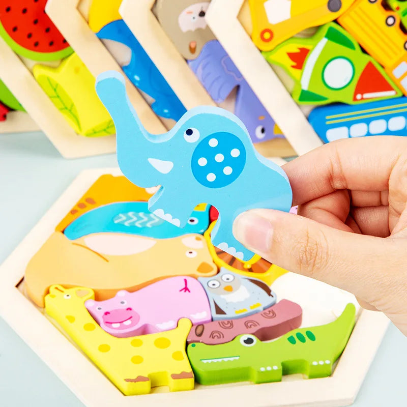 Wooden 3D Jigsaw Puzzle Toy for Childrens Early Learning and Development