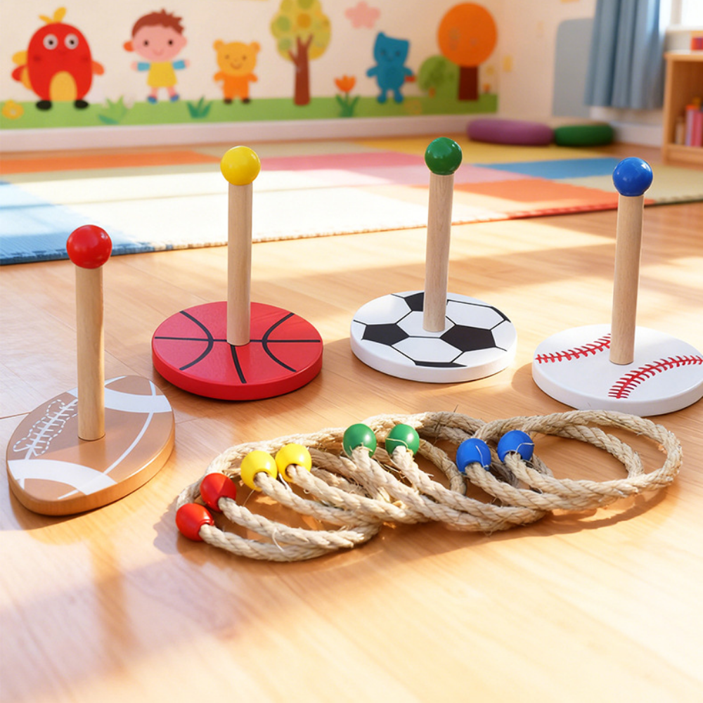 Wooden Ring Toss Game for Kids