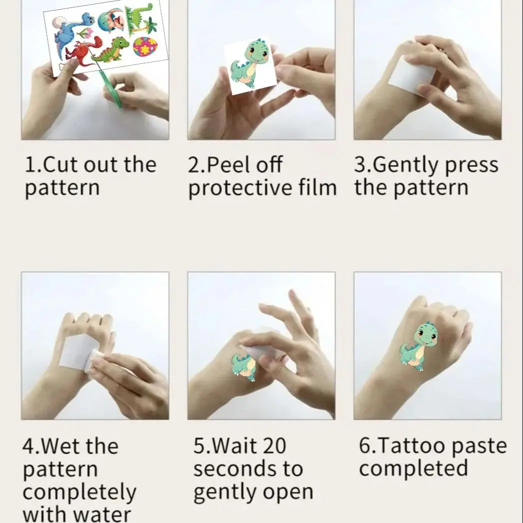 Dinosaur Stickers for Kids – 10 Pack Waterproof Body Art