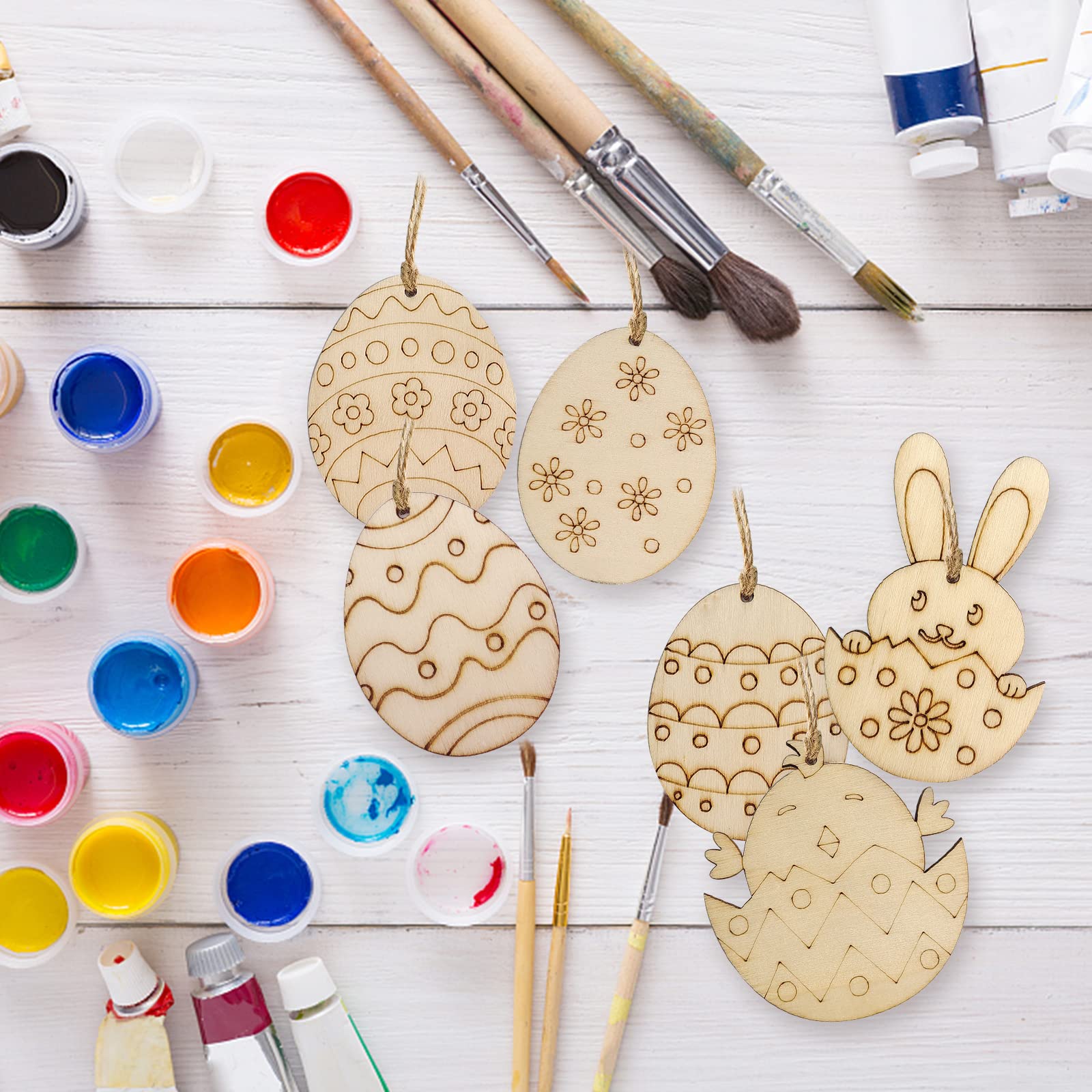 DIY Wooden Easter Egg Ornaments Set