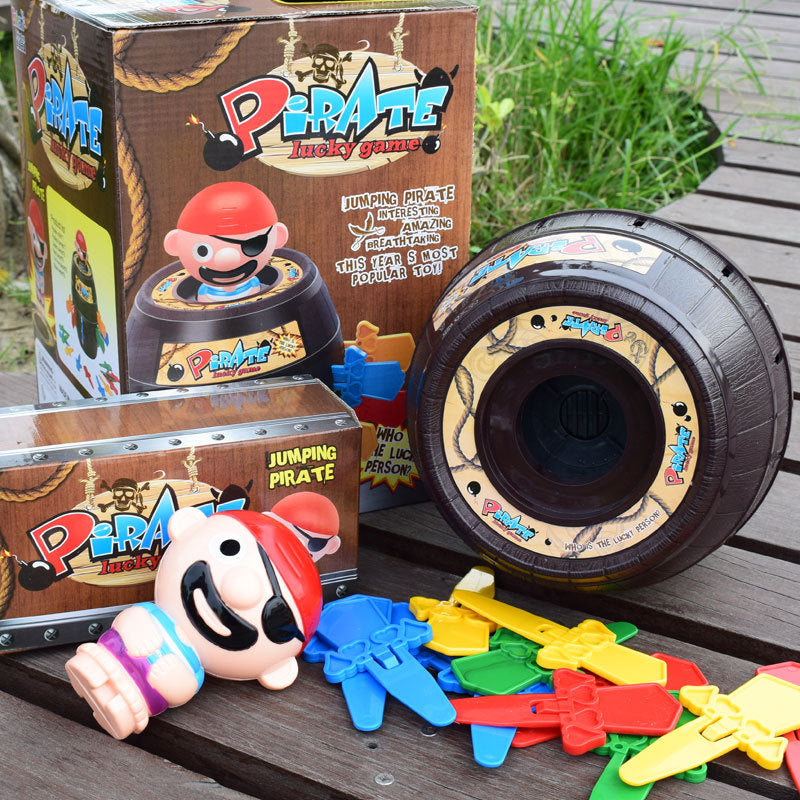 Novelty Pirate Barrel Toy with Swords and Daggers