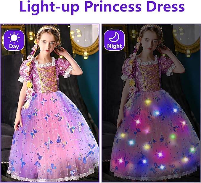 Girls Rapunzel LED Light-Up Princess Dress